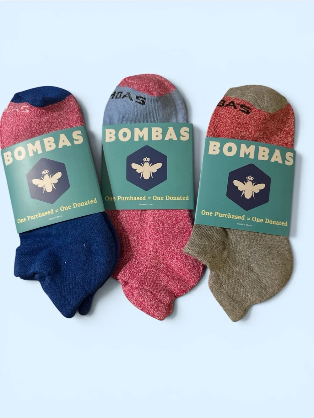 NWT Bombas No-Show Socks – Blue, Pink & Gray 3-pack W SZ M
